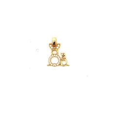 Pendant Bunnies' Family with CZ 17 14K