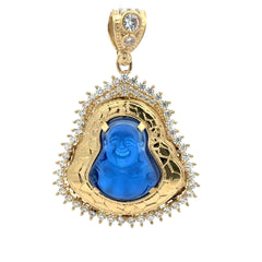 Pendant CZ Halo Seated Blue Buddha 51 10K