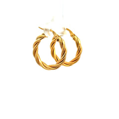 Earrings Twisted Textured Hoops 22 3mm 10K