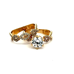 Ring CZ Engagement Duo Set 5.5 8mm 14K