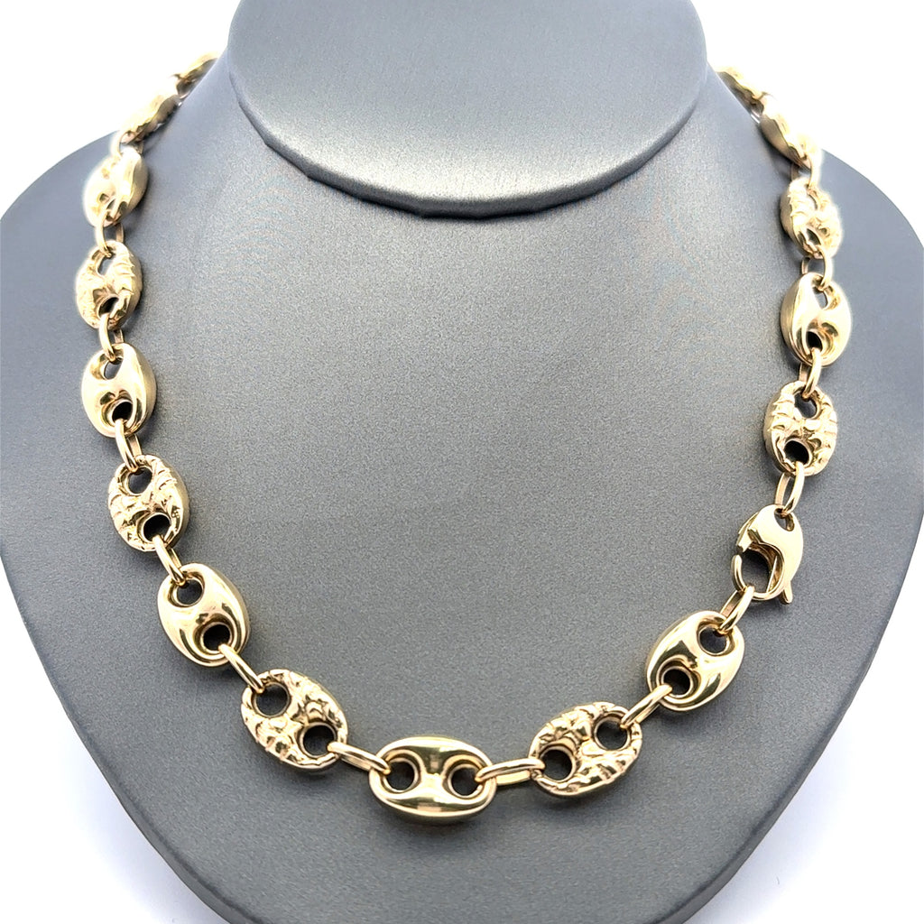Chain Textured/Plain Mariner Puff 10mm 18" 10K