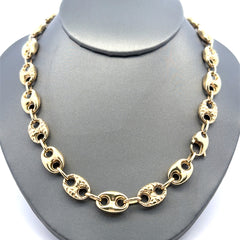 Chain Textured/Plain Mariner Puff 10mm 18" 10K