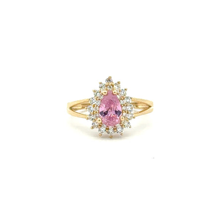 Ring Floral Women Rose Teardrop Stone 6.5 1.5mm 10K