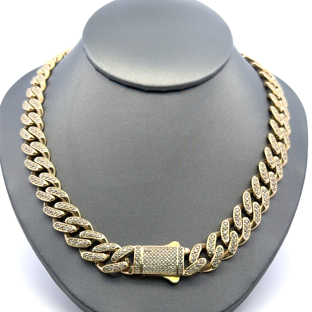 Chain Monaco CZ-Iced 11.5mm 18" 14K