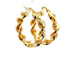 Earrings Twisted Textured Hoops 33 6mm 10K