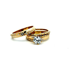 Ring CZ His and Hers Wedding Set 9/6.5 14K