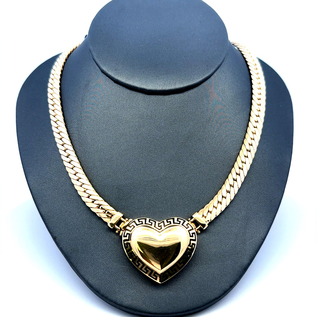 Necklaces Flat Herringbone with Heart Lock 26.5mm 18" 14K