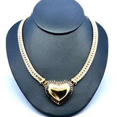 Necklaces Flat Herringbone with Heart Lock 26.5mm 16" 14K