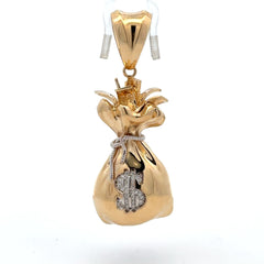 Pendant Money Bag with CZ Dollar Sign 63.5 10K