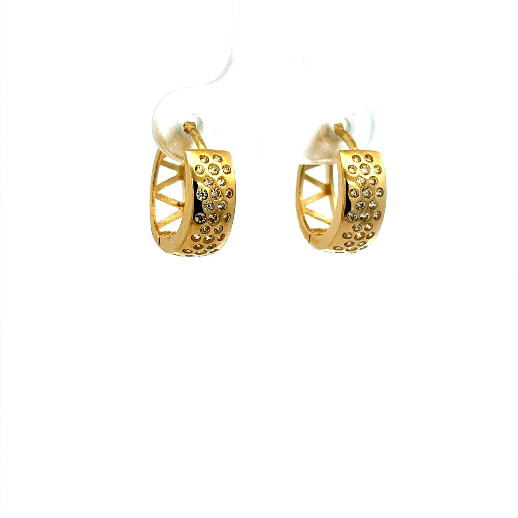 Earrings Huggie with CZ 13.5 5mm 10K