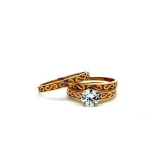 Ring CZ His and Hers Wedding Set 9/7 14K