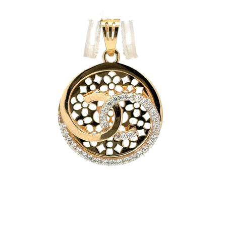 Pendant Interlocking Loop Filigree Medallion with CZ 26.5 10K