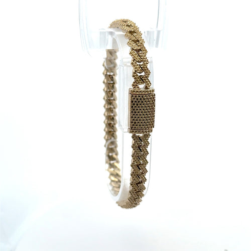 Bracelet Iced Cuban without Stones White Gold 7.5mm 8" 10K
