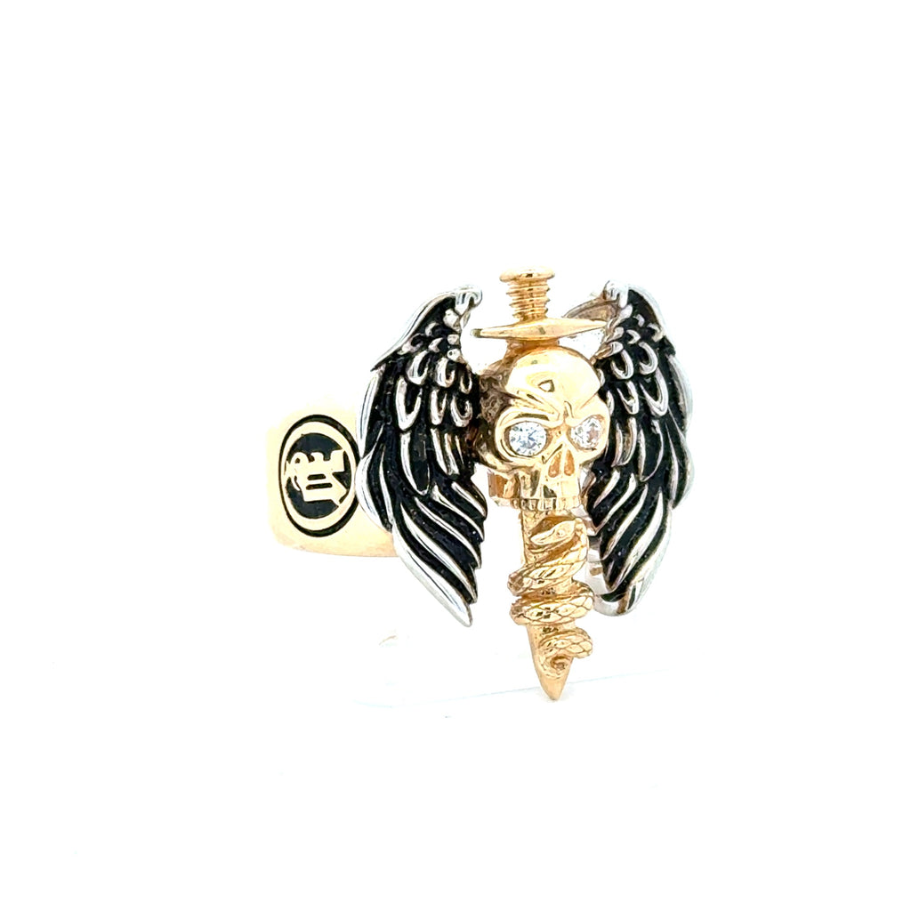 Ring Winged Skull Sword with ZC 12.5 7.5mm 10K