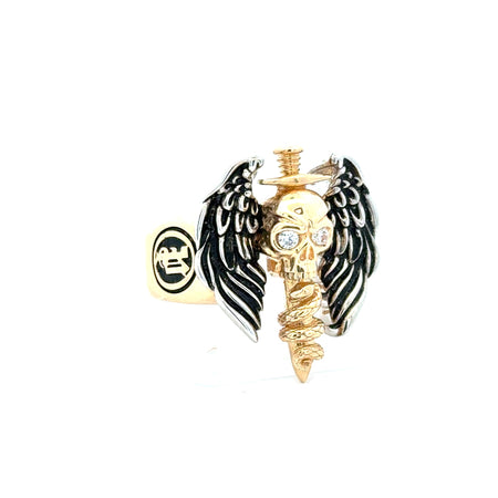Ring Winged Skull Sword with ZC 12.5 7.5mm 10K
