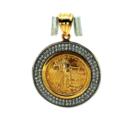 Pendant Mexican 'Centenario' Style with CZ 35 14K
