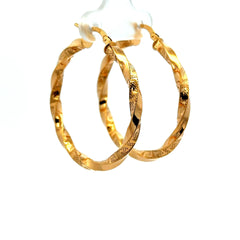 Earrings Twisted Textured Hoops 36.5 3mm 10K