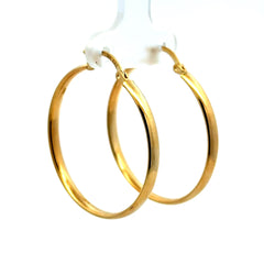 Earrings Plain Hoops 35 3mm 10K