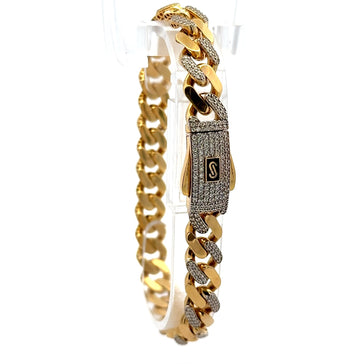 Bracelet Monaco CZ Half Iced 9mm 7.5" 14K