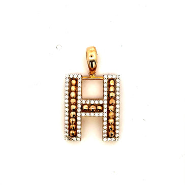 Pendant CZ-Edged Uppercase Initial 'H' 27 14K