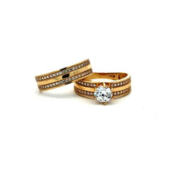 Ring CZ Bridal Set 8 8mm 14K