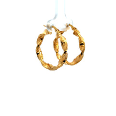 Earrings Twisted Textured Hoops 29.5 4mm 14K