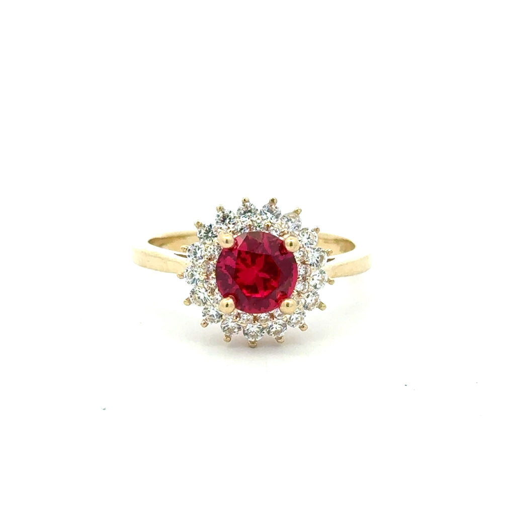Ring Floral Women Wine Round Stone 7 2mm 10K