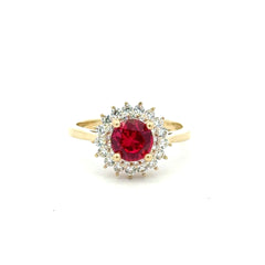 Ring Floral Women Wine Round Stone 7 2mm 10K
