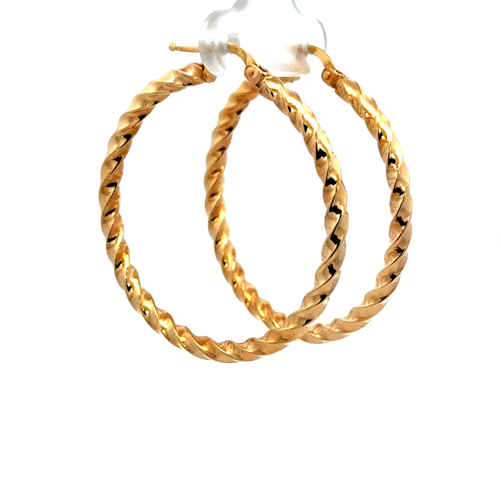 Earrings Twisted Hoops 38 3mm 14K