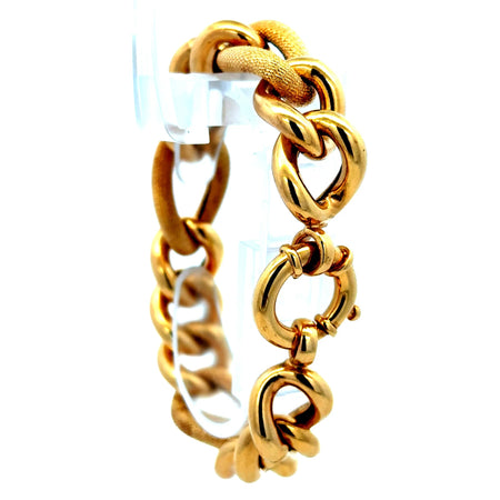 Bracelet Textured Hollow Figaro 14.5mm 7.5" 14K