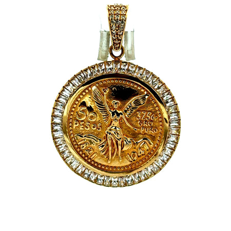 Pendant Mexican 'Centenario' Style with CZ 43 14K
