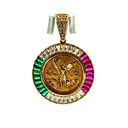 Pendant Mexican 'Centenario' Style with CZ 36 14K