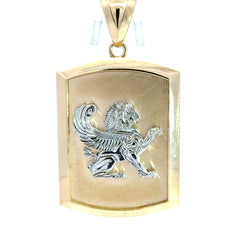 Pendant Two-Tone Winged Lion in Dog Tag 63.5 10K