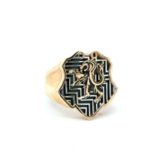 Ring Three Tone Shield with Rampant Lion 13 6.5mm 10K