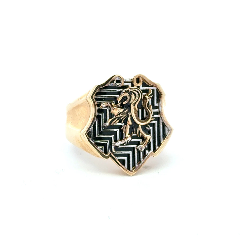 Ring Three Tone Shield with Rampant Lion 12 6.5mm 10K