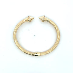 Bangle Hollow Double-Ended Twisted Nail with CZ 16 5mm 10K