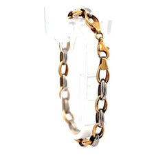 Bracelet Two-Tone Oval Link 6mm 7" 14K