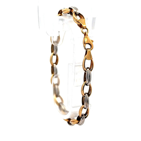 Bracelet Two-Tone Oval Link 6mm 7" 14K