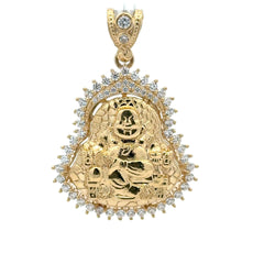 Pendant CZ Halo Seated Red Buddha 40.5 10K