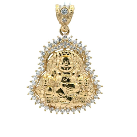 Pendant CZ Halo Seated Buddha 45 10K