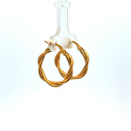 Earrings Twisted Textured Hoops 21.5 3mm 10K