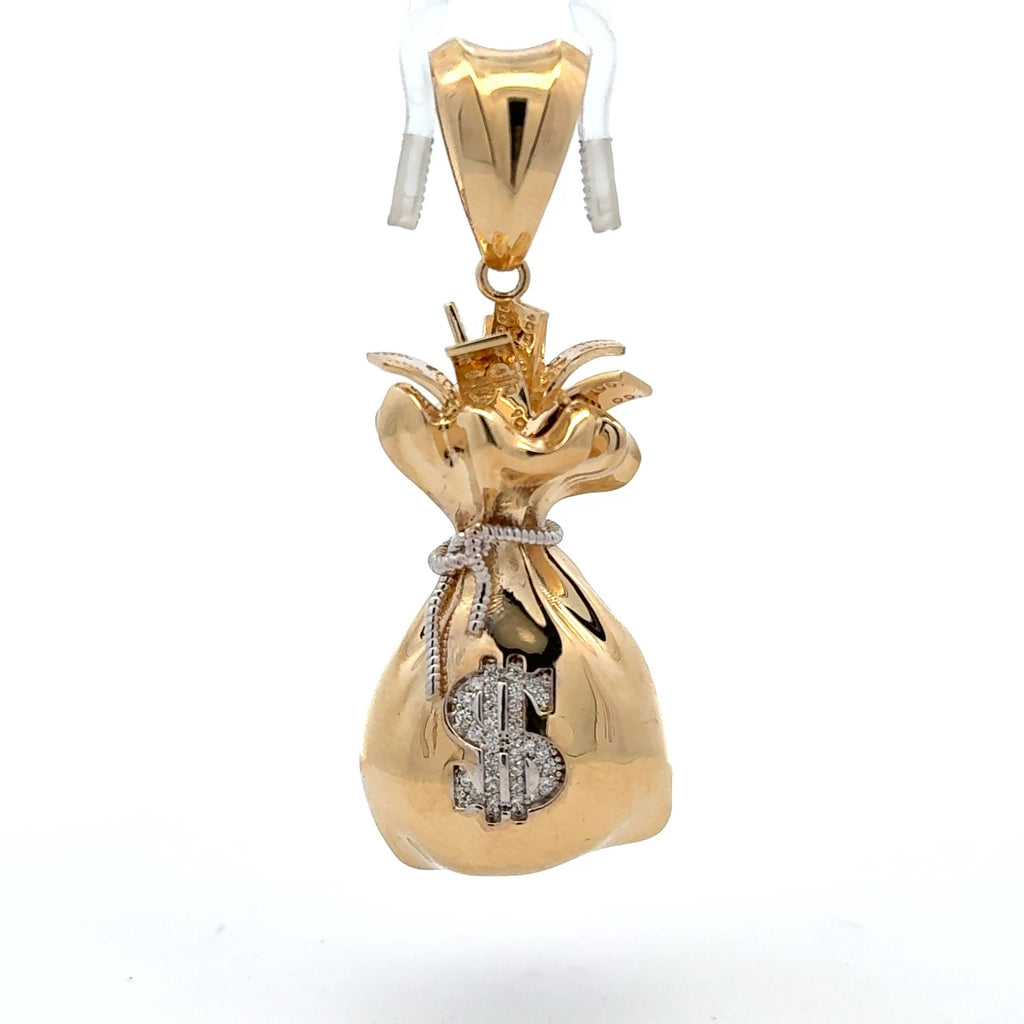 Pendant Money Bag with CZ Dollar Sign 63.5 10K