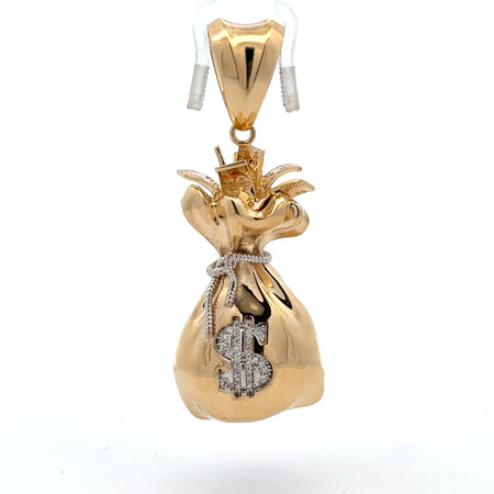 Pendant Money Bag with CZ Dollar Sign 63.5 10K