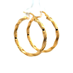 Earrings Twisted Textured Hoops 36 3mm 10K