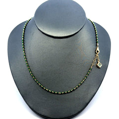 Chain Green-Enamelled Bead Link 2mm 17" 14K
