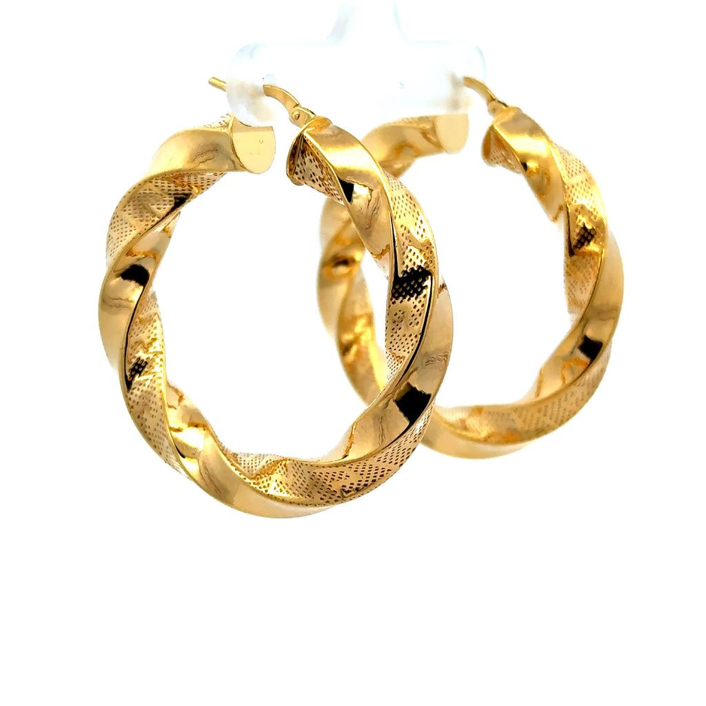 Earrings Twisted Textured Hoops 42.5 6mm 10K