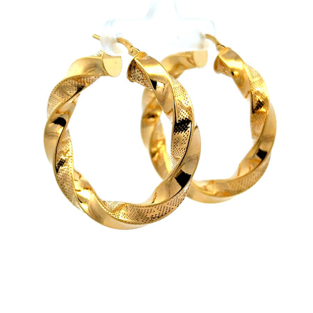 Earrings Twisted Textured Hoops 42.5 6mm 10K