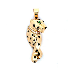 Pendant Green-Eyed Panther & CZ 50.5 14K