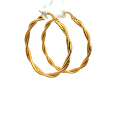 Earrings Twisted Textured Hoops 37.5 3mm 10K