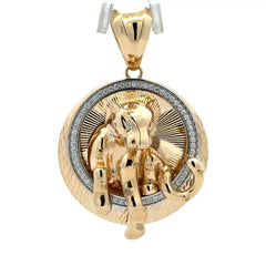Pendant Round Outgoing Panther CZ Halo 53.5 10K